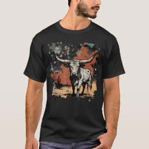 Western Longhorn Bull Longhorn Cow Cowhide T-Shirt