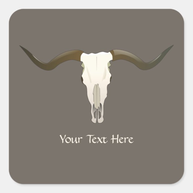 Western Longhorn Custom Square Sticker (Front)