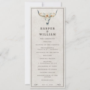 Western longhorn wedding program invitation