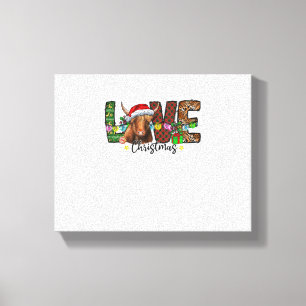 Western Love Christmas Scottish Cow Highland Cattl Canvas Print