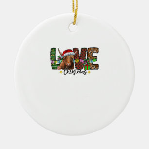 Western Love Christmas Scottish Cow Highland Cattl Ceramic Tree Decoration