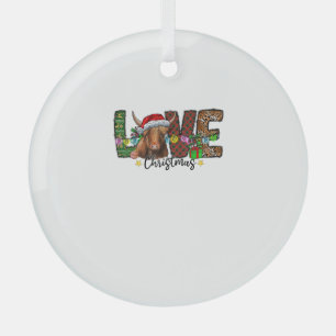 Western Love Christmas Scottish Cow Highland Cattl Glass Tree Decoration