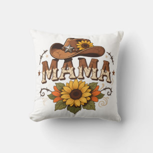 Western Mama Sunflower Cowgirl Design Cushion