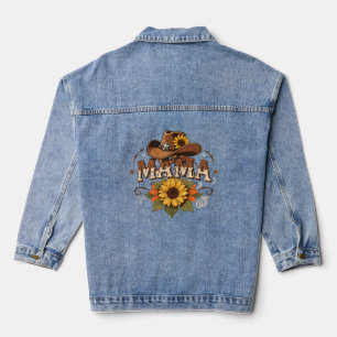 Western Mama Sunflower Cowgirl Design Denim Jacket
