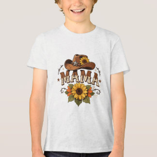 Western Mama Sunflower Cowgirl Design Tri-Blend Shirt