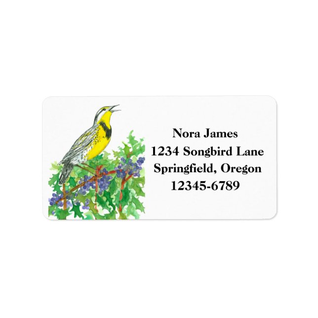Western Meadowlark Oregon State Bird Address Label (Front)
