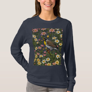 Western Meadowlark Surrounded By Bitterroot Flower T-Shirt