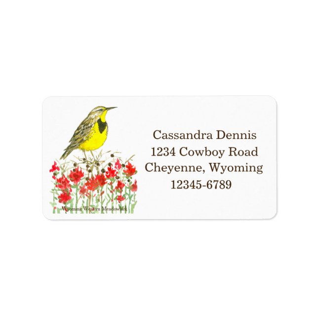 Western Meadowlark Wyoming Return Address Label (Front)