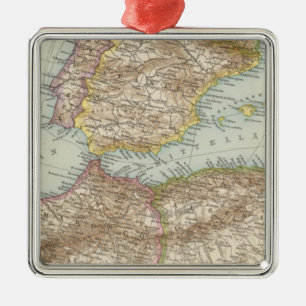 Western Mediterranean Map Metal Tree Decoration