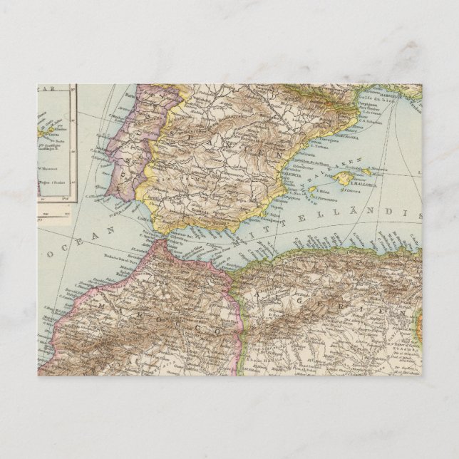 Western Mediterranean Map Postcard (Front)