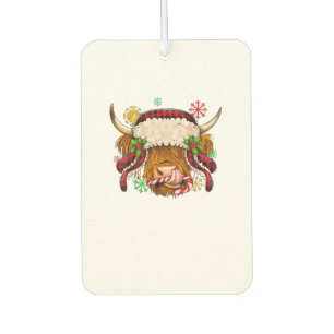 Western Merry Christmas Highland Cow Xmas Farm Ani Car Air Freshener
