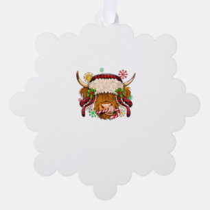 Western Merry Christmas Highland Cow Xmas Farm Ani Tree Decoration Card