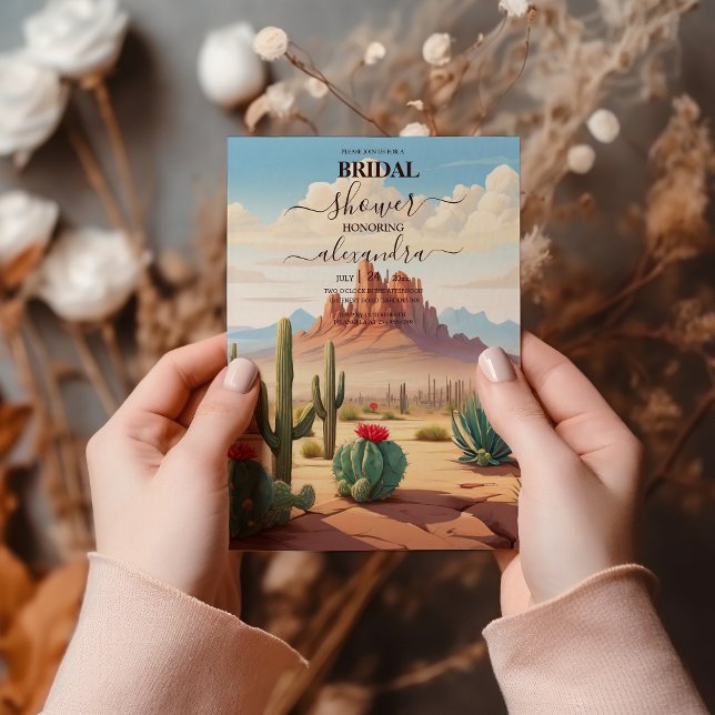 Western Mexican Cactus Desert Bridal Shower Invitation (Creator Uploaded)