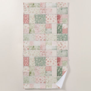 Western Mint Pink Floral Quilt Patterns Beach Towel