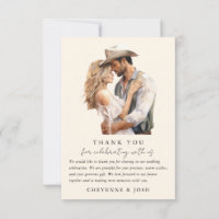 Western Modern Rustic Wedding Photo Thank You