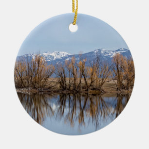 Western Montana Mountains and Water Oranment Ceramic Tree Decoration