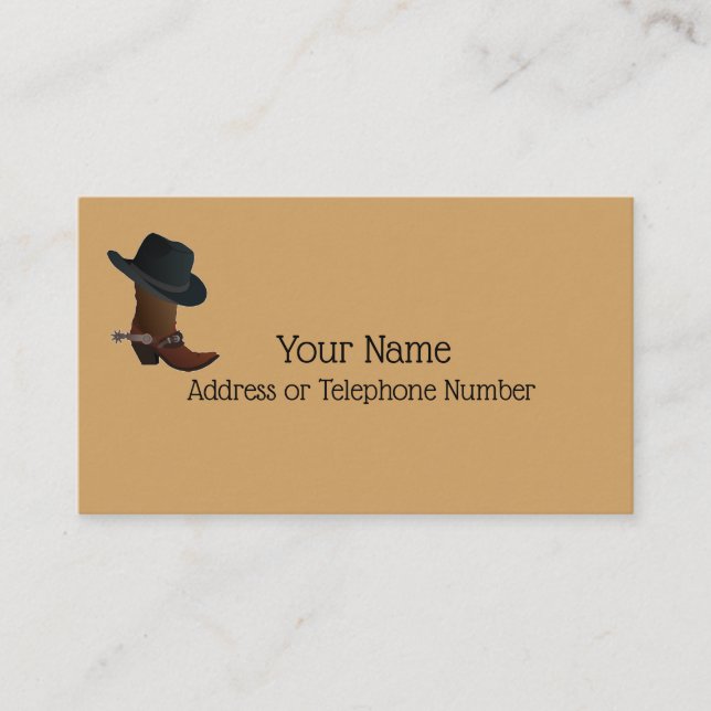 Western Motif Cowboy Hat and Boot Business Card (Front)
