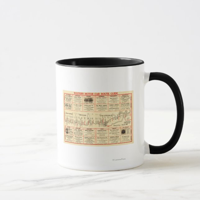 Western Motor Car Route GuidePanoramic Map Mug (Right)