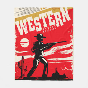 Western movies marathon retro poster design layout fleece blanket
