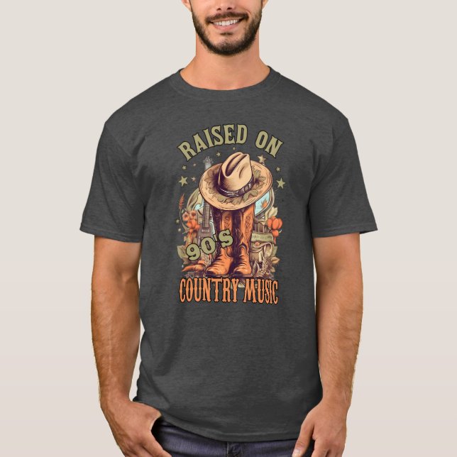 Western Music Raised on 90s Country Music gift T-Shirt (Front)