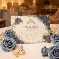 Western Navy Blue Rose Golden Country Quinceañera