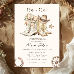 Western Niño o Niña Spanish Gender Reveal Invitation