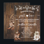 Western Nothing Fancy Just Love Casual Wedding Invitation<br><div class="desc">Western Country Boots Nothing Fancy Just Love Casual Wedding Invite. Change text to the design. For additional changes (font colour,  font style,  background colour),  click on personalise,  scroll down,  and click on the link "Edit using Design Tool". ** Check collection for other similar designs</div>