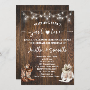 Western Nothing Fancy Just Love Casual Wedding Invitation