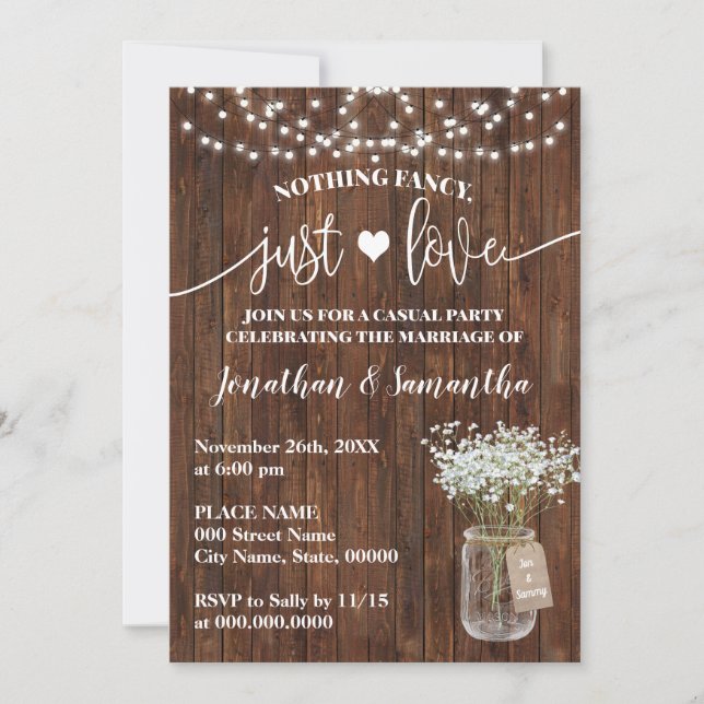 Western Nothing Fancy Just Love Elopement Invite (Front)