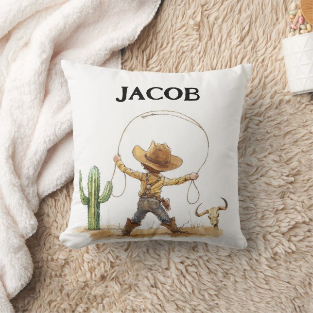 Western Nursery Decor, Personalised Cowboy Cushion (Blanket)