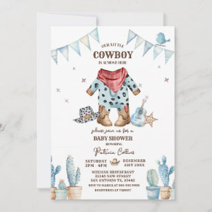 Western Our Little Cowboy Rodeo Baby Shower  Invitation
