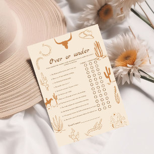 Western Over or under bridal shower game Card