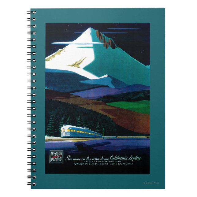 Western Pacific California Zephyr Vintage Poster Notebook (Front)