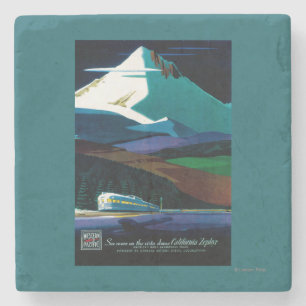 Western Pacific California Zephyr Vintage Poster Stone Coaster