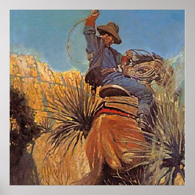 Western Painting “Horse Jumping from Snake” Poster (Front)