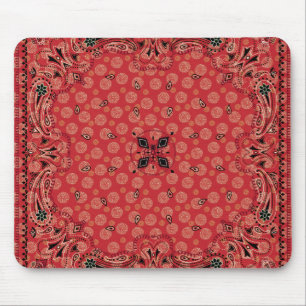 Western Paisley Red Bandanna Print Mouse Pad