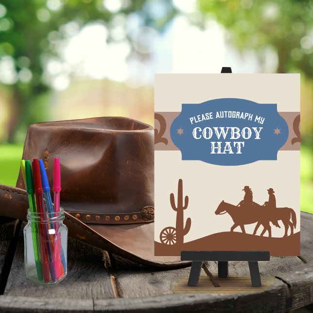 Western Party Blue "Autograph my Cowboy Hat" Sign (Creator Uploaded)