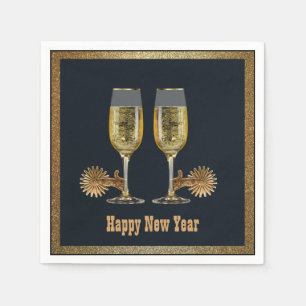Western Party Champagne And Spurs Happy New Year Napkin