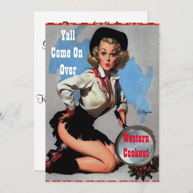 Western Party Cookout Dinner Invitation (Front/Back)