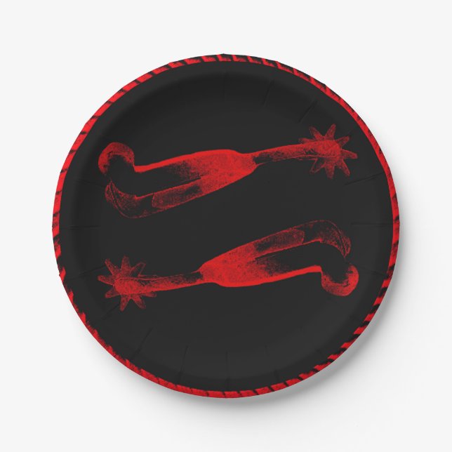 Western Party Cowboy Spurs Paper Plates (Front)