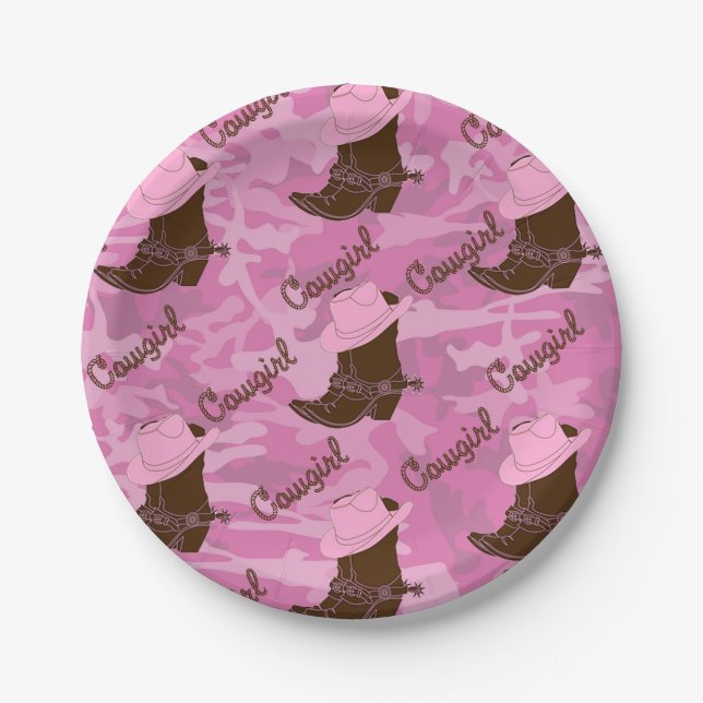 Western Party Cowgirl Boots Paper Plates (Front)