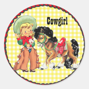 Western Party Cowgirl With Horse Sticker