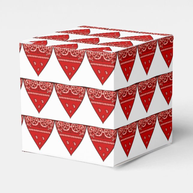 Western  Party Favour Or Gift Box Red Bandanna (Front Side)