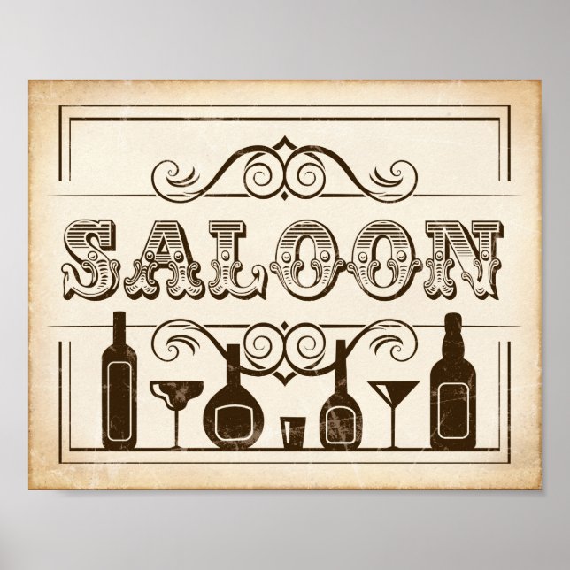 Western Party Print SALOON Sign (Front)