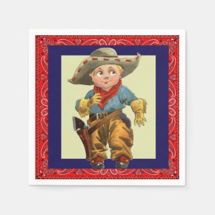Western Party Vintage Cowboy Kid Red Bandanna 2 Napkin