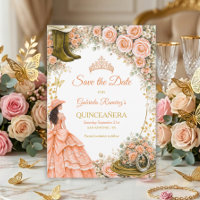 Western Peach Roses Golden Country Quinceañera