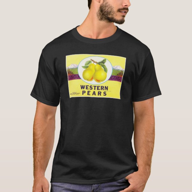 Western Pears - Vintage Fruit Crate Label T-Shirt (Front)