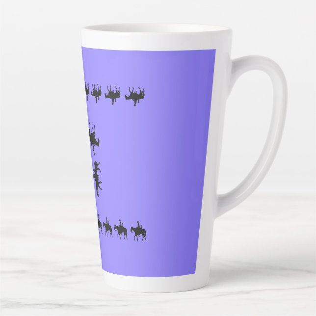 Western Periwinkle - Horseback Silhouettes Latte Mug (Right)