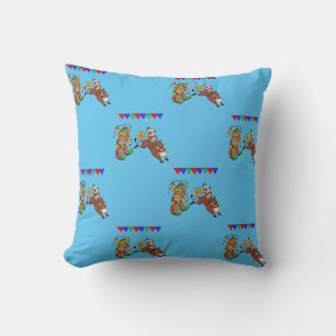 Western  Pillow Rodeo Clown And Bull Rider Cartoon