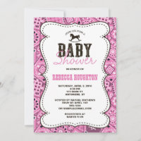 Western Pink Bandanna Baby Shower Invitation